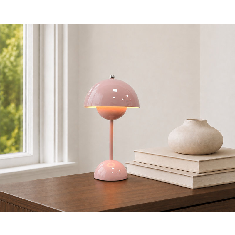 Lampe de table DEL sans fil rechargeable en forme de champignon avec commande tactile et éclairage à intensité variable, Pink