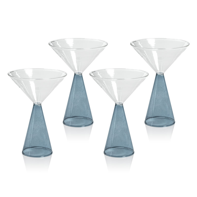 Verres à martini Monticello, ensemble de 4, Bleu
