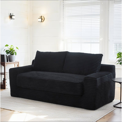 Loveseat Sofa  with Memory Foam & Steel Frame - No Assembly, Convertible 2-in-1 Design, Corduroy Fabric - Compact Couch for Small Spaces, Apartments, Home Office & Bedroom