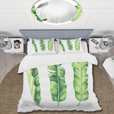 Tropical Banana Leaves Set - Farmhouse Duvet Cover Set - Microfiber Polyester