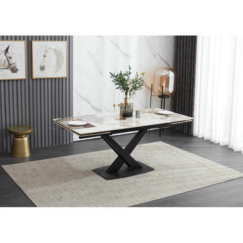 Krug Extendable Metal Base Dining Table