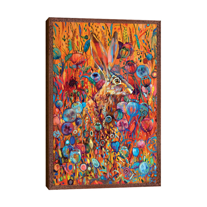 Poppyseed Hare 1 Piece Painting on Canvas, 66.04 cm H x 45.72 cm W, Classic Brown Wood Framed