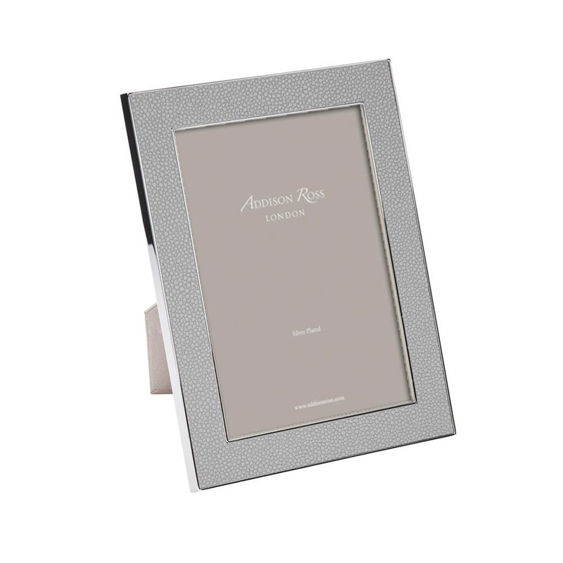Cadre photo en faux chagrin, gris, 5 po x 7 po