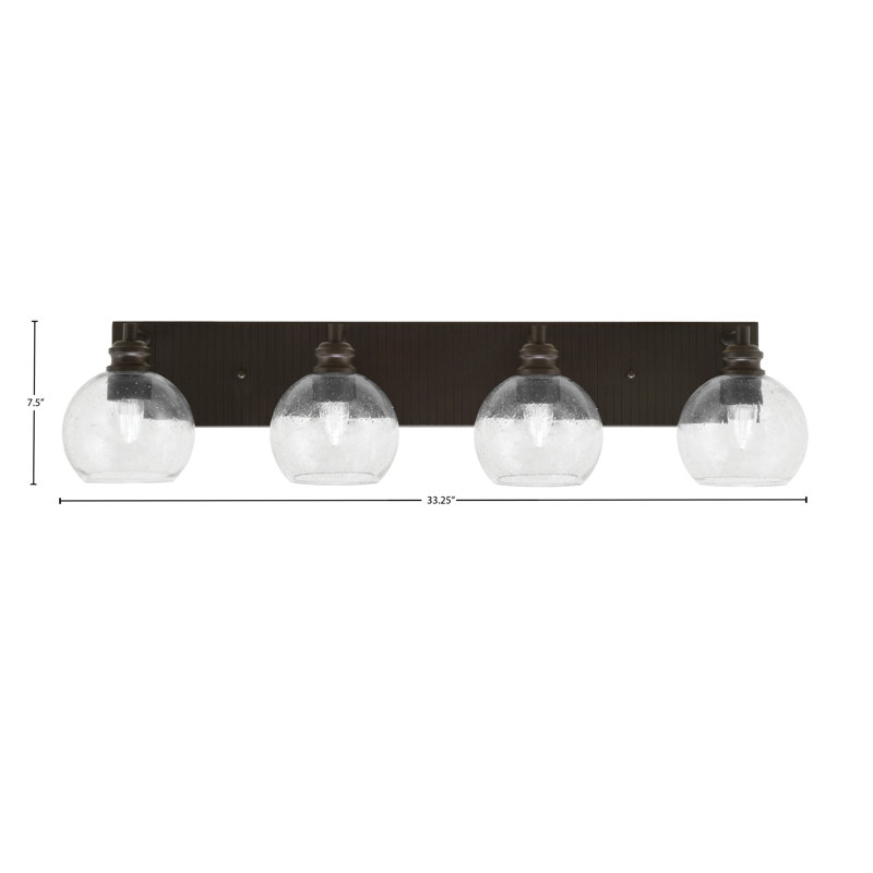 Edge 4 Light Bath Bar With 5.75" Glass, Espresso, Clear
