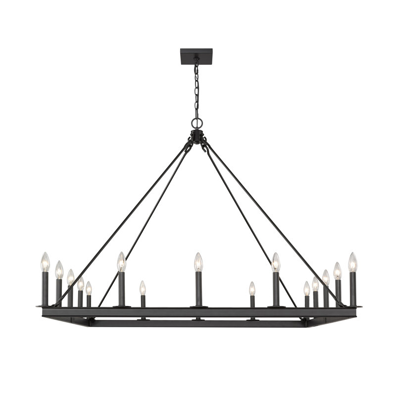 Lustre géométrique de style bougie à 16 lumières Jordan-Lee, Noir mat
