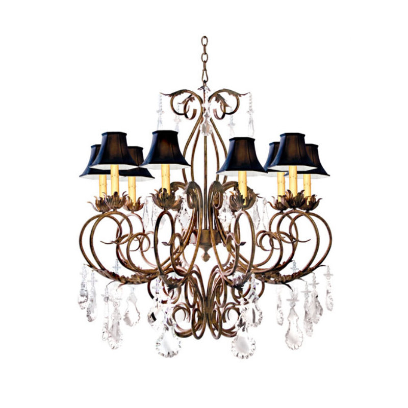 Felicia 10 - Light Chandelier, French Bronze, Black Hexagon