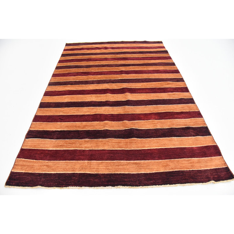 Tapis de zone en laine 5 pi 6 po x 8 pi 2 po main one-of-kind noué la orange Nash