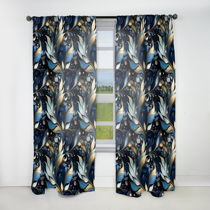 Midnight Mirage Moody Patterns II - Bohemian Curtain - Velvet Room Darkening - 1 panel, 52" W x 120" L
