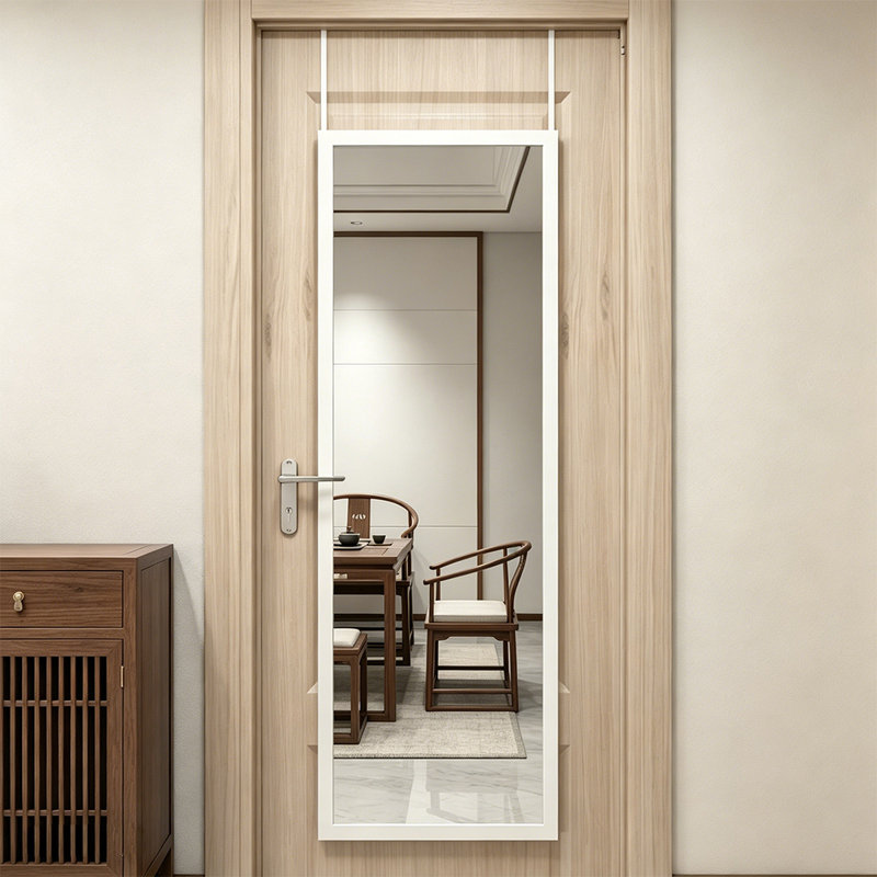 Full Length Door Mirror Wall Mirror Hanging For Bedroom Living Room,Aluminum Frame, White