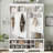 Modern Hall Tree With Metal Hooks, 3 Compartments, Shoe Cubbies And Wide Bench-217423793