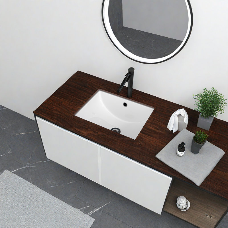APRESSHUI 14'' Ceramic Rectangular Bathroom Sink with Overflow