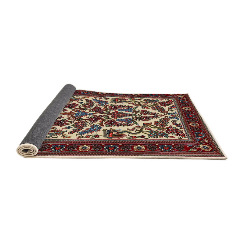 Tapis traditionnel rouge / beige Daelen, Rond 3 pi
