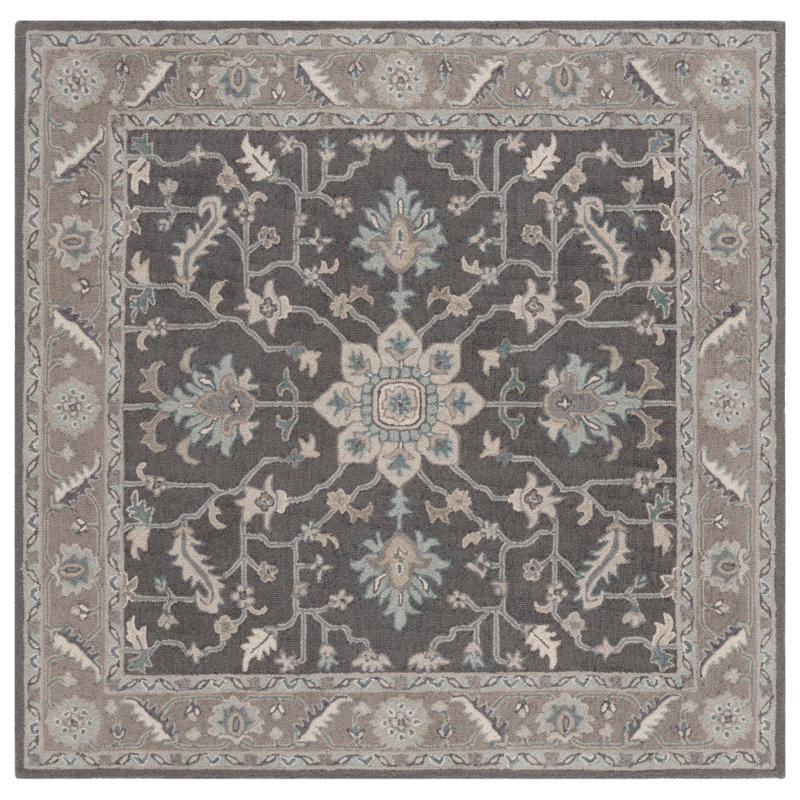 Tapis oriental en laine touffeté à la main Luitpold, Carré de 6 pi