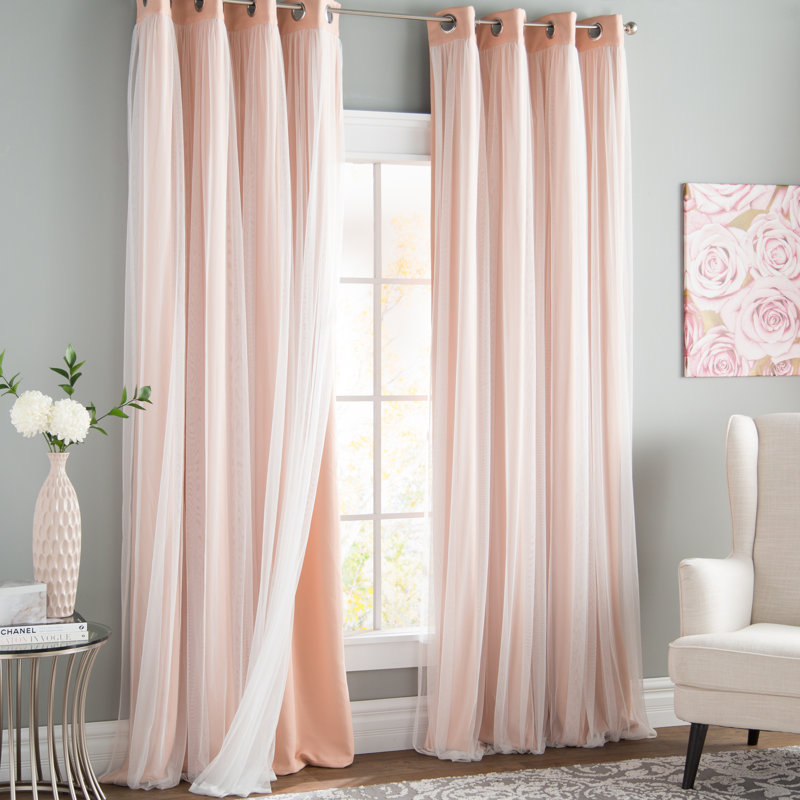 Paire de rideaux obscurcissant avec œillets Fortuna Brockham, Rose indie, L 52 po x L 84 po