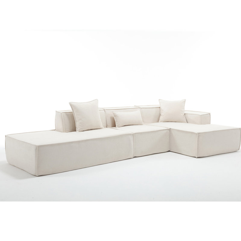 Beige - Design contemporain, rehaussant votre intérieur modulaire minimaliste en forme de L avec tissu éponge