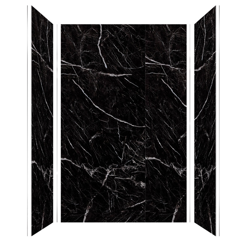Titan W D 96'' H Glue Up Solid Surface Wall, 96" H x 36" W x 60" D, Black Caruso  Glossy