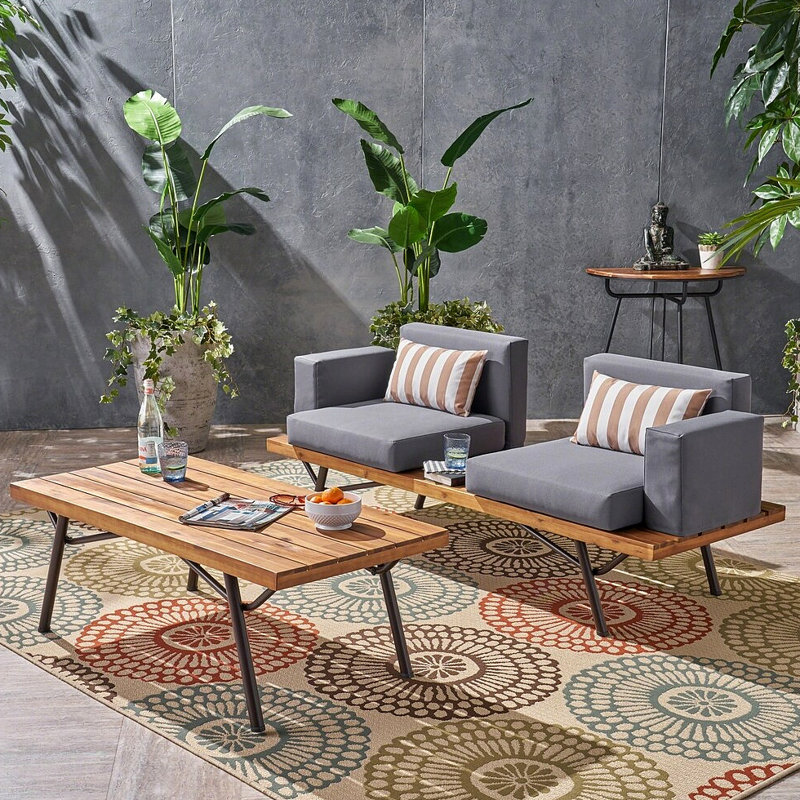 Causeuse d'extérieur avec table basse Canoga