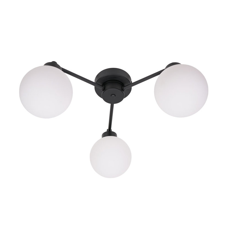 Cementon Glass Semi Flush Mount, Yes, Matt Black