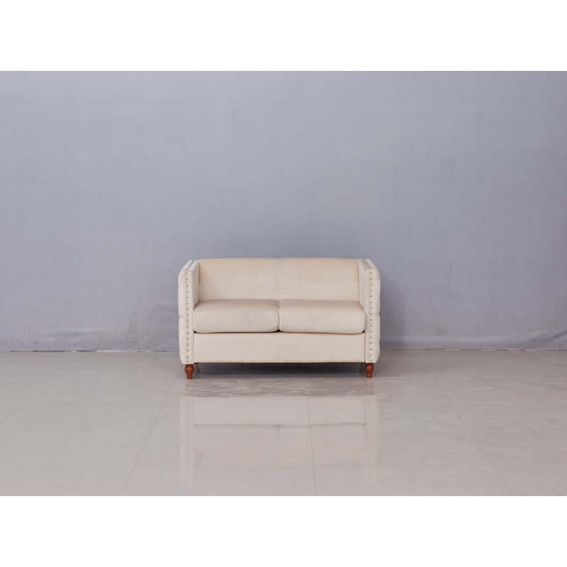 Causeuse rembourrée capitonnée beige pour 2 personnes, Beige