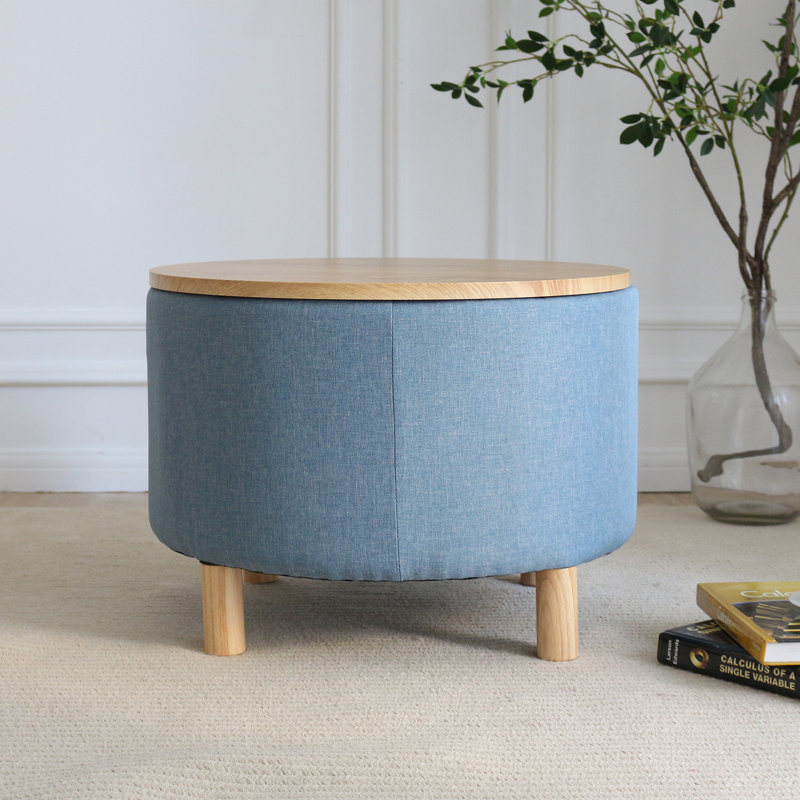 Sauget Solid Wood Single Coffee Table, Blue