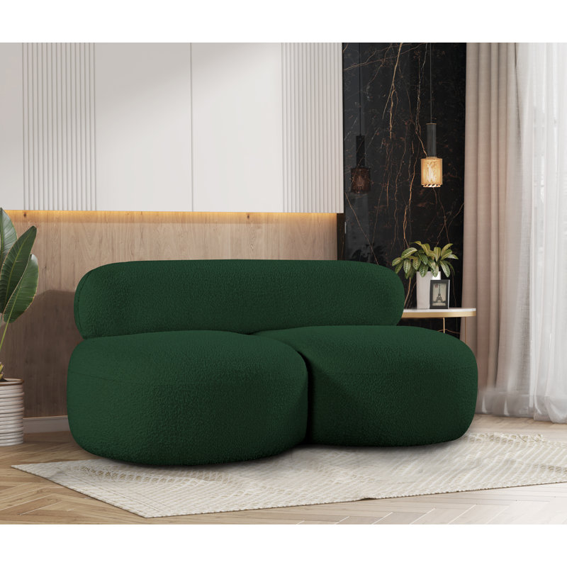 Isia Upholstered 65'' Loveseat, Green Boucle Fabric