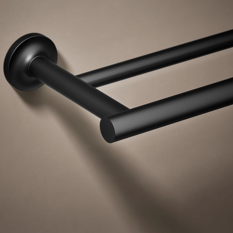 Purist® Double 24" Wall Mounted Towel Bar, Matte Black