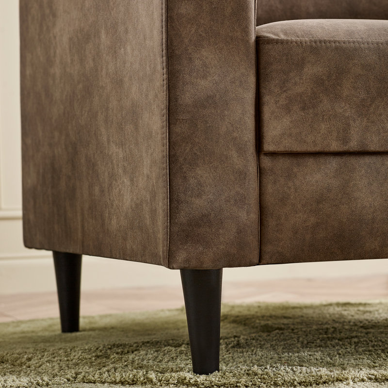 Logi Faux Leather Seater Sofa - Upholstered Modern Minimalist Boxy Style, 3