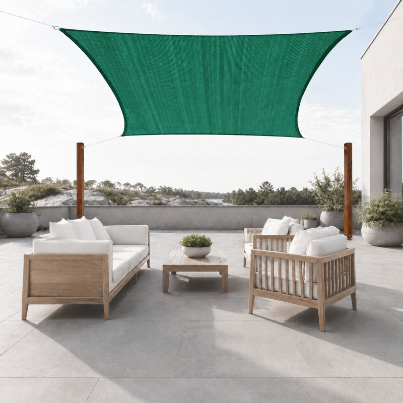 Colourtree Sun Shade Sail Rectangle Canopy Fabric Cloth Screen, Water Permeable & UV Block UPF50, Sand Beige, 12 ft. x 16 ft.