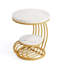 Table d'appoint ronde avec rangement à deux niveaux, table de bout élégante et table de chevet pour les espaces de vie modernes.