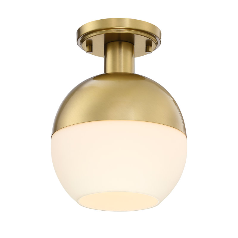 Plafonnier semi-encastré Mid-Century 1 lumière Schoch, Or brossé