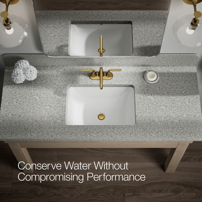 Tone Two-Handle Centerset Bathroom Sink Faucet with Clicker Drain, 0.5 GPM, Brass