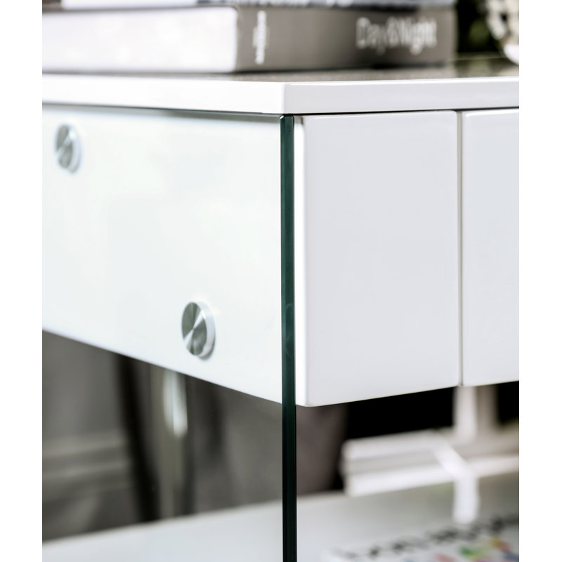 Hannya End Table with Storage, White