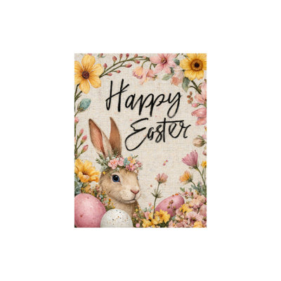 Happy Easter Bunny Flag, 70 x 47 inch, for Home Decor