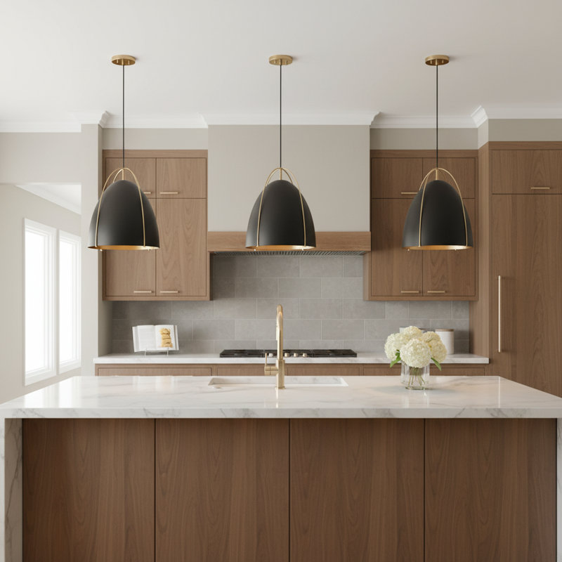 Norman One Light Pendant from Visual Comfort Studio, Black, Satin Bronze, No