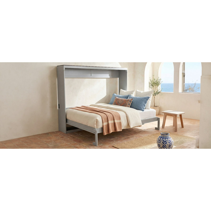 Grand lit escamotable mural et USB, Gris