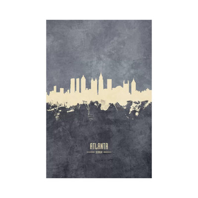 Atlanta Georgia Skyline Grey by Michael Tompsett - Wrapped Canvas Print