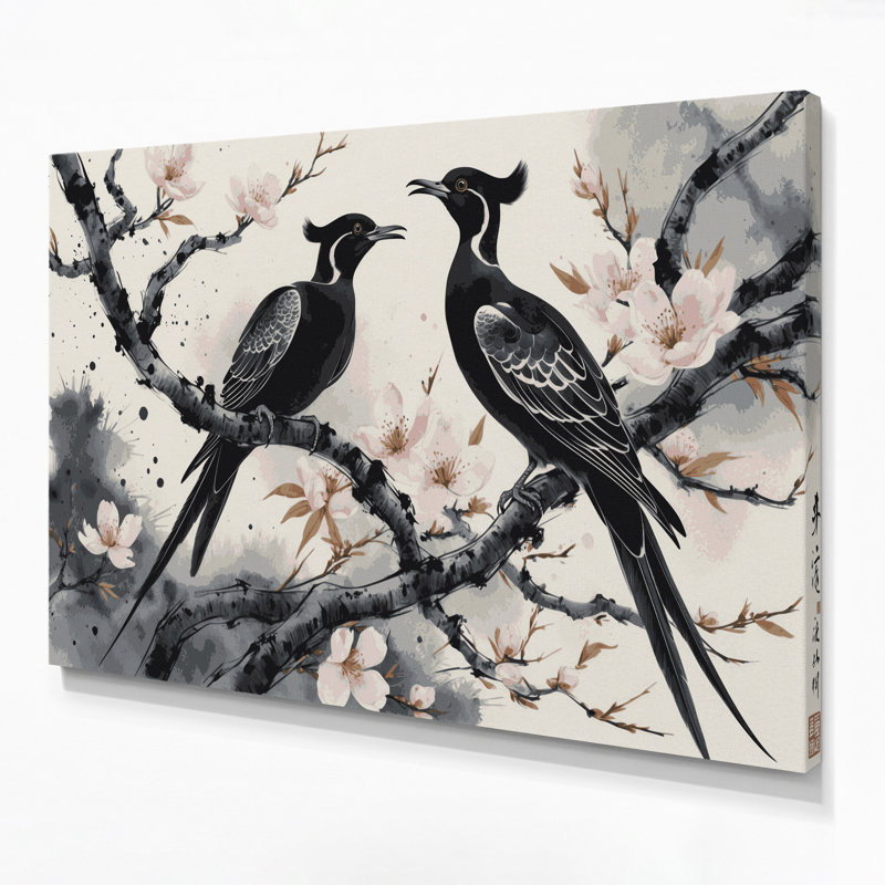 «Birds Asian Koel Grey», art mural sur toile, H 20 po x l 24 po