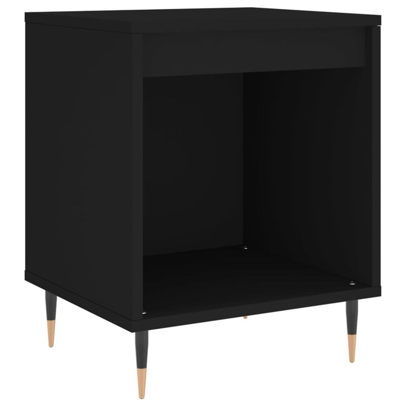 Plainsboro Solid Wood Bedside Table, Black, Set of 2