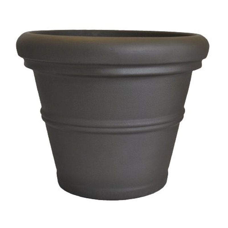 Boxvale Round Weather Resistant Plastic Pot Planter, 24" H x 30" W x 30" D, Dark Gray
