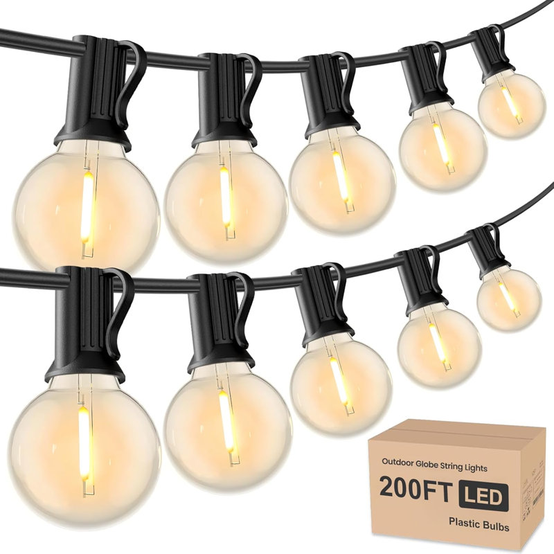 200FT Dimmable Outdoor Globe String Lights, 200ft