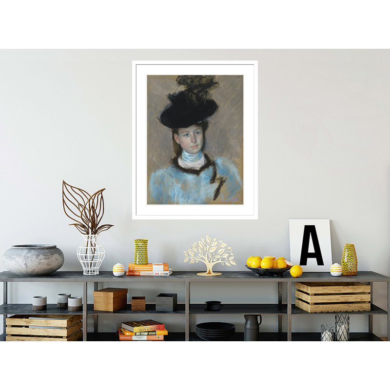 «The Black Hat» par Mary Cassatt - impression par estampe numérique encadrée, H 41,5 po x l 32,82 po