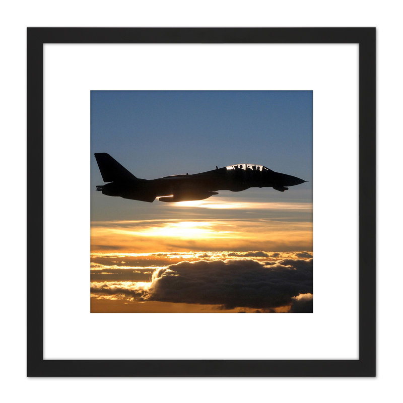 US Navy F14D Tomcat Fighter Jet Silhouette - Single Picture Frame Print