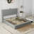 Upholstered Platform Storage Bed Frame With Galaxy Projector, 4 Dustproof Storage Drawers, Adjustable Vintage Nailhead Trim Headboard-332218037-332218036