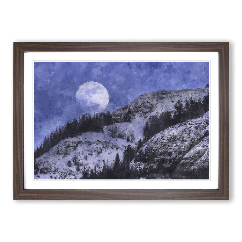 Full Moon over the Mountains - Framed Print, Walnut Framed, 48cm H x 65cm W x 2cm D