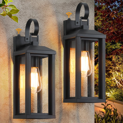 Dusk To Dawn Large Exterior Wall Lights 2pack 17 Black Outdoor Wall Porch Lights Sconces With Tempered Glass Waterproof Exterior Lighting Fixtures