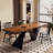 French mid-century style solid wood dining table-783564473