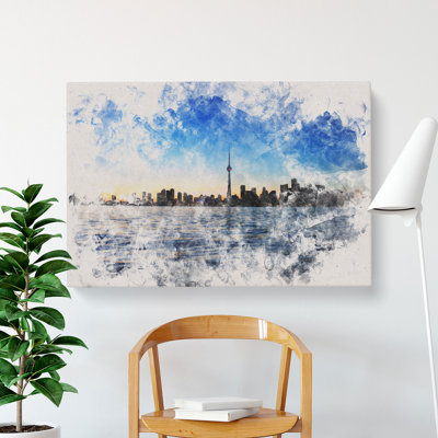 Toronto Skyline Watercolour - Wrapped Canvas