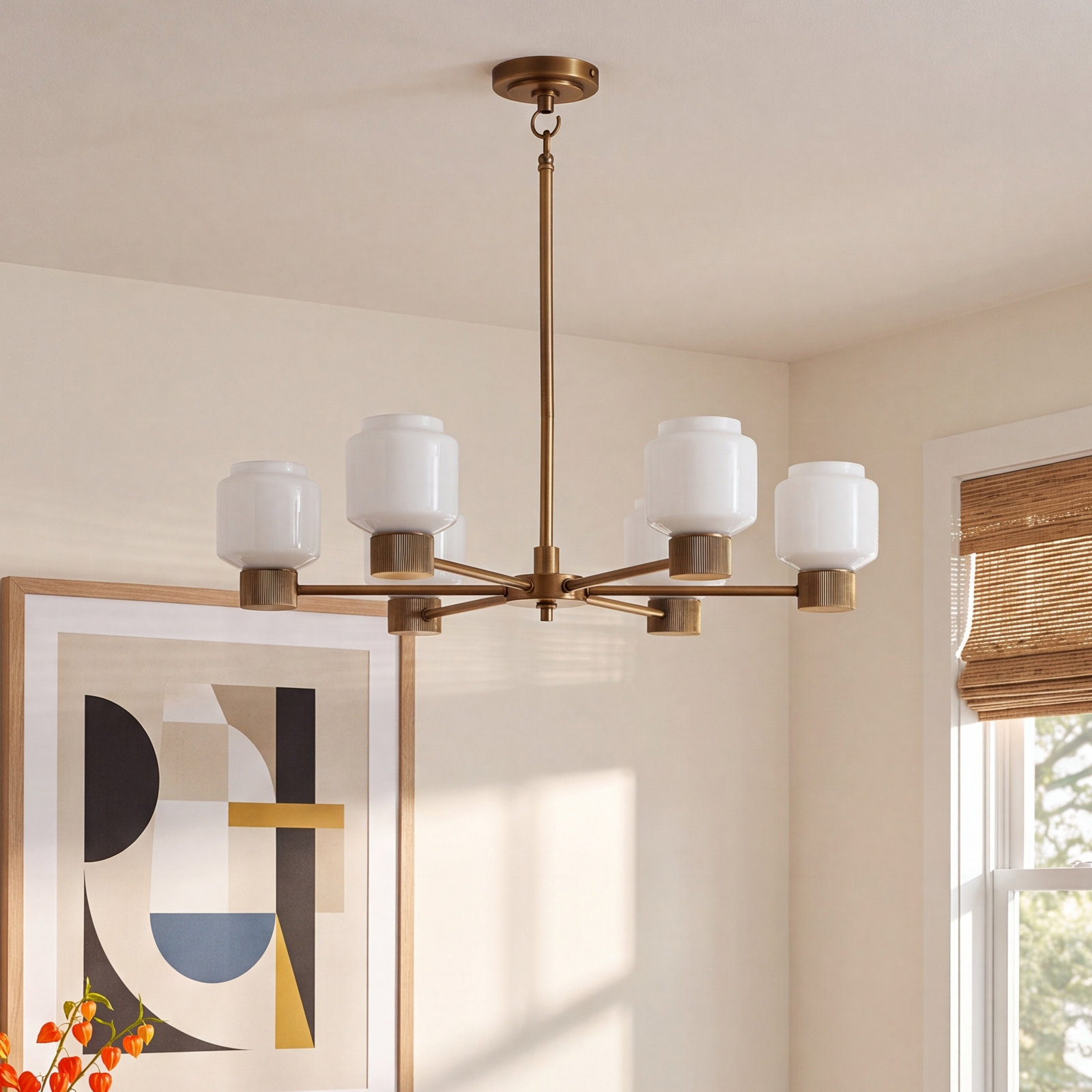 Stainless Steel 6-Light Chandelier