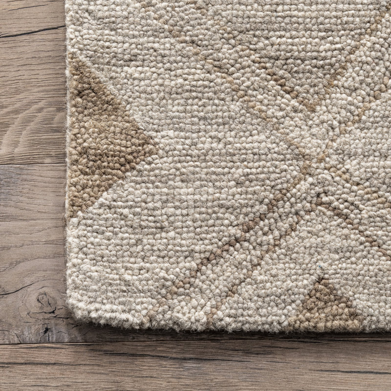 Tapis beige en laine Trellis, Rectangle de 5 pi x 8 pi