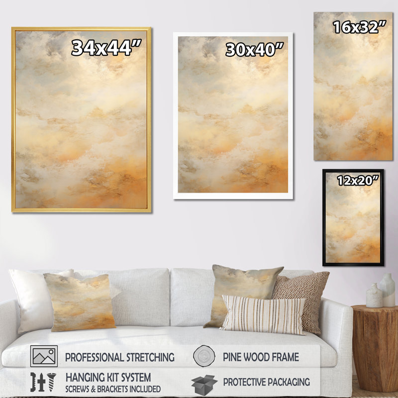 «Magic Sky Simplicity II», art mural sur toile Sky, H 32 po x l 16 po x P 1 po, Cadre flottant blanc